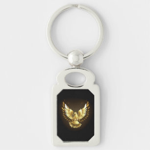 Imitate Gold Foil Peace Dove auf Black Schlüsselanhänger