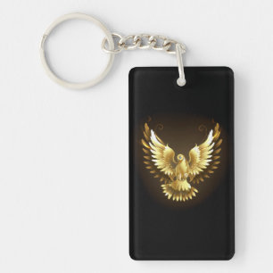 Imitate Gold Foil Peace Dove auf Black Schlüsselanhänger