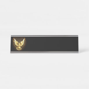 Imitate Gold Foil Peace Dove auf Black Schreibtischnamensplakette