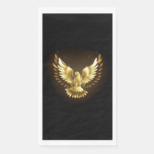 Imitate Gold Foil Peace Dove auf Black Serviette (Vorderseite)