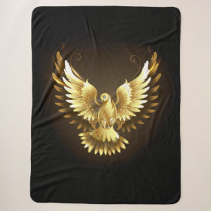 Imitate Gold Foil Peace Dove auf Black Sherpadecke
