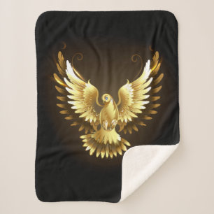 Imitate Gold Foil Peace Dove auf Black Sherpadecke