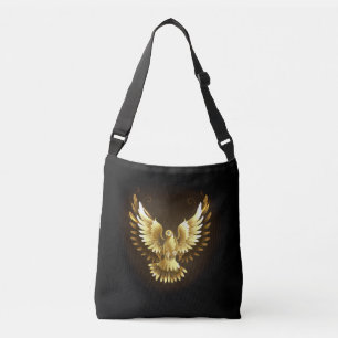 Imitate Gold Foil Peace Dove auf Black Tragetaschen Mit Langen Trägern