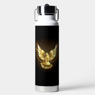 Imitate Gold Foil Peace Dove auf Black Trinkflasche