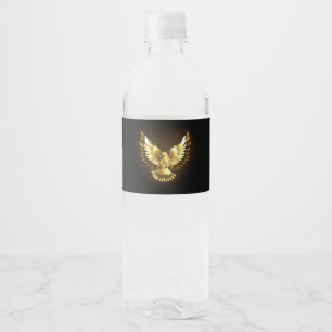Imitate Gold Foil Peace Dove auf Black Wasserflaschenetikett