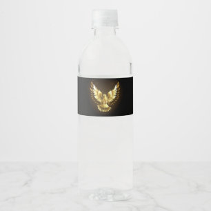 Imitate Gold Foil Peace Dove auf Black Wasserflaschenetikett