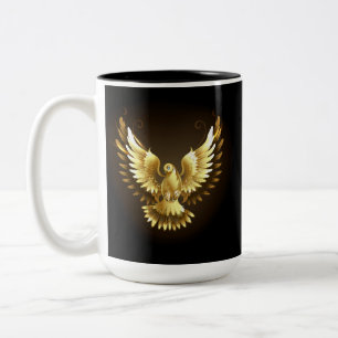 Imitate Gold Foil Peace Dove auf Black Zweifarbige Tasse
