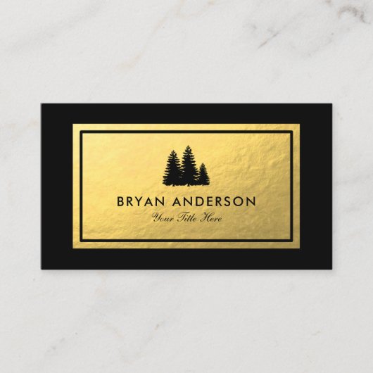 Imitate Gold Foil - Pine Tree Logo Business Card Visitenkarte (Vorderseite)
