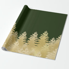 Imitate Gold Foil Pine Trees Dunkelgrüner Hintergr Geschenkpapier