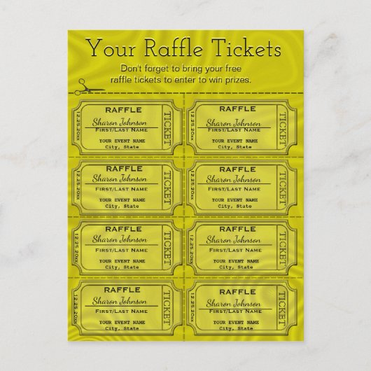 Imitate Gold Foil Raffles Tickets Postkarte (Vorderseite)