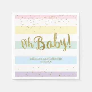 Imitate Gold Foil Regenbogen Streifen Oh Babydusch Serviette