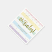 Imitate Gold Foil Regenbogen Streifen Oh Babydusch Serviette (Ecke)