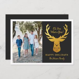 Imitate Gold Foil Rentier Oh Deer Foto Feiertagskarte