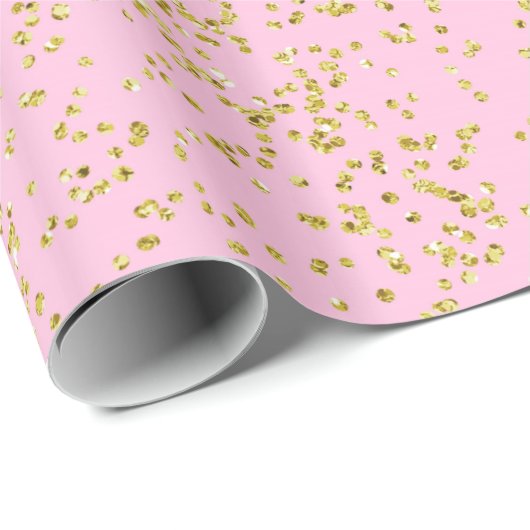 Imitate Gold Foil Rosa Hintergrund Sprinkle Glitze Geschenkpapier (Rolleneckpunkt)
