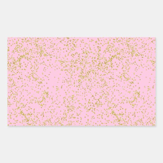 Imitate Gold Foil Rosa Hintergrund Sprinkle Glitze Rechteckiger Aufkleber (Vorderseite)