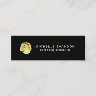 Imitate Gold Foil Rose Logo elegant Schwarz Mini Visitenkarte