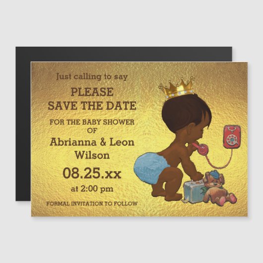 Imitate Gold Foil Save the Date Ethnic Prince Phon Magneteinladung (Vorne/Hinten)