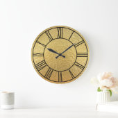 Imitate Gold Foil Schwarze römische Zahlen Große Wanduhr (Zuhause)