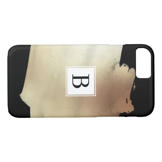 Imitate Gold Foil Splash auf Schwarz, einfache Mon Case-Mate iPhone Hülle (Rückseite (Horizontal))