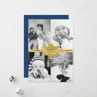 Imitate Gold Foil Star von David Hanukkah 4 Foto Feiertagskarte
