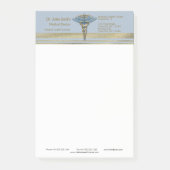 Imitate Gold Foil Streifen Light Blue Caduceus Med Post-it Klebezettel (Vorderseite)