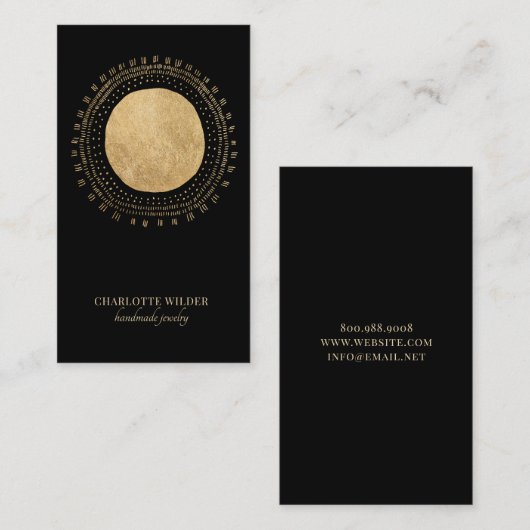 Imitate Gold Foil Sun Black Jewelier Designer Visitenkarte (Vorne/Hinten)