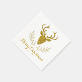 Imitate Gold Foil Textured Deirs Head Weihnachten Serviette (Ecke)