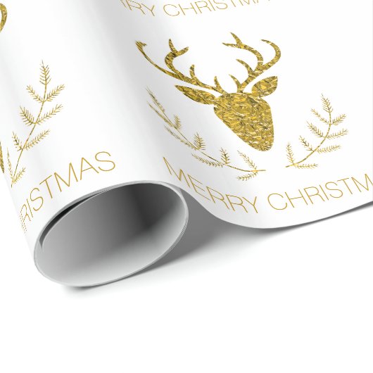 Imitate Gold Foil Texturierte Hirschkopfform Geschenkpapier (Rolleneckpunkt)