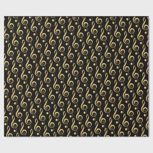 Imitate Gold Foil Treble Clef Musical Wrapping Pap Geschenkpapier (Flach)