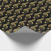 Imitate Gold Foil Treble Clef Musical Wrapping Pap Geschenkpapier (Ecke)