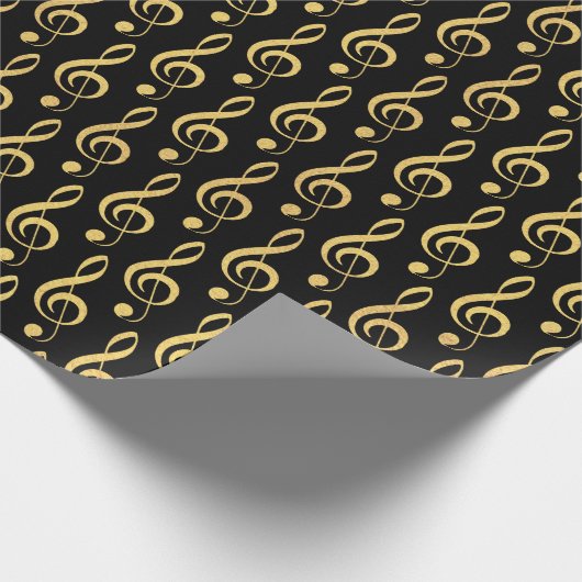 Imitate Gold Foil Treble Clef Musical Wrapping Pap Geschenkpapier (Ecke)