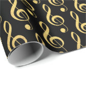 Imitate Gold Foil Treble Clef Musical Wrapping Pap Geschenkpapier (Rolleneckpunkt)