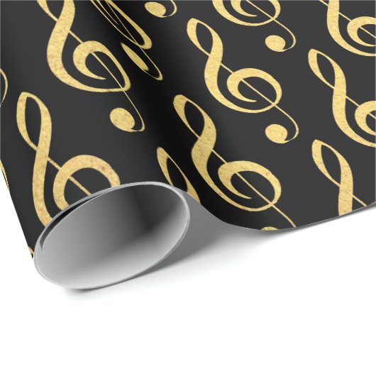 Imitate Gold Foil Treble Clef Musical Wrapping Pap Geschenkpapier (Rolleneckpunkt)
