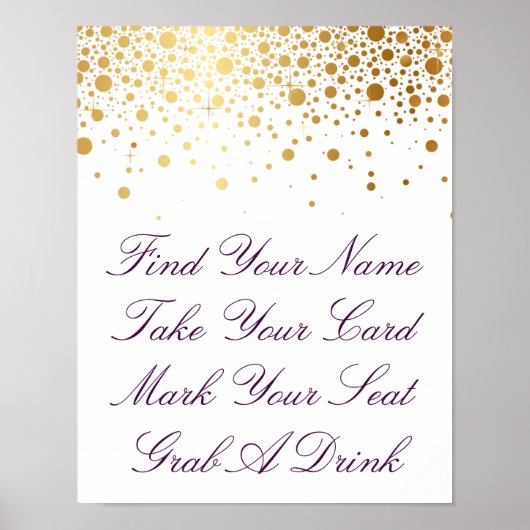 Imitate Gold Foil Wedding Poster | Benutzerdefinie (Vorne)