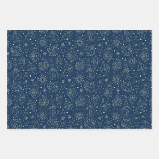 Imitate Gold Foil Weihnachtsbaum Dekoration Muster Geschenkpapier Set (Vorderseite 3)