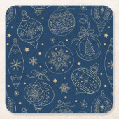 Imitate Gold Foil Weihnachtsbaum Dekoration Muster Rechteckiger Pappuntersetzer (Vorderseite)