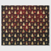 Imitate Gold Foil Weihnachtsbäume & Rote Buche Geschenkpapier (Flach)