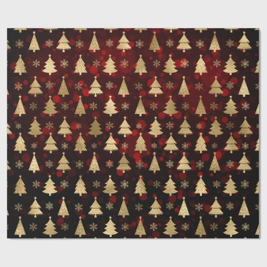 Imitate Gold Foil Weihnachtsbäume & Rote Buche Geschenkpapier (Flach)