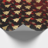 Imitate Gold Foil Weihnachtsbäume & Rote Buche Geschenkpapier (Ecke)