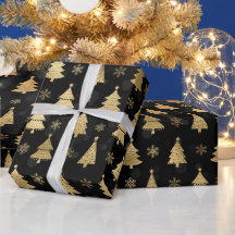 Imitate Gold Foil Weihnachtsbaumen & Black Bokeh