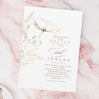 Imitate Gold Foil Wildblumen Dusty Pink Hochzeit