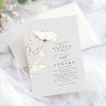 Imitate Gold Foil Wildblumen Leichte graue Hochzei Einladung<br><div class="desc">Moderne und dennoch einfache Wildblumen-Illustration verleiht dieser Hochzeitseinladung ein romantisches und sauberes Gefühl. Weiche pastellfarbene, hellgraue Farbtöne, goldene Glitzer-Akzente - das ist ein Design, das sicher das Auge erfassen wird. Diese Vorlage ist anpassbar, sodass Sie den Hintergrund und die Textfarben so ändern können, dass sie Ihren Hochzeitfarben entsprechen - klicken...</div>
