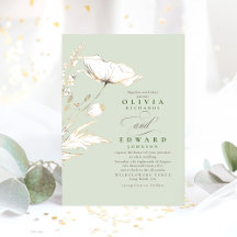 Imitate Gold Foil Wildblumen Sage Green Wedding