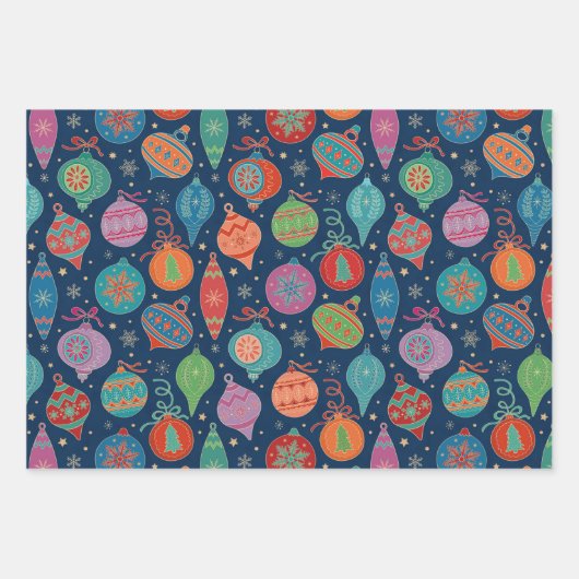 Imitate Gold Foil Xmas Baumdekoration Farbmuster  Geschenkpapier Set (Vorderseite)