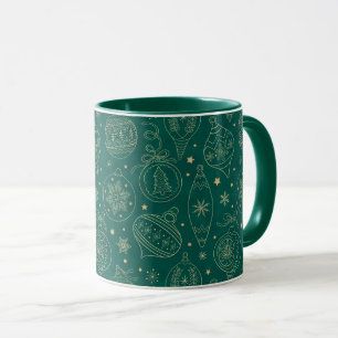 Imitate Gold Foil Xmas Baumdekoration Muster Grün Tasse