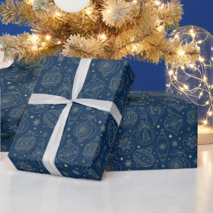 Imitate Gold Foil Xmas Treppendesign Muster Blau Geschenkpapier