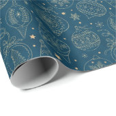 Imitate Gold Foil Xmas Treppendesign Muster Blau Geschenkpapier (Rolleneckpunkt)