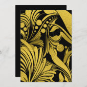 Imitate Gold Fossil auf Schwarzen Neujahrswunsch Ankündigung (Vorne/Hinten)