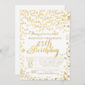 Imitate Gold Fossilienmuseum Confetti Geburtstagsp Einladung (Vorne/Hinten)