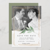 Imitate Gold Foto Hochzeit speichern Sie die Datum Dankeskarte (Vorne/Hinten)